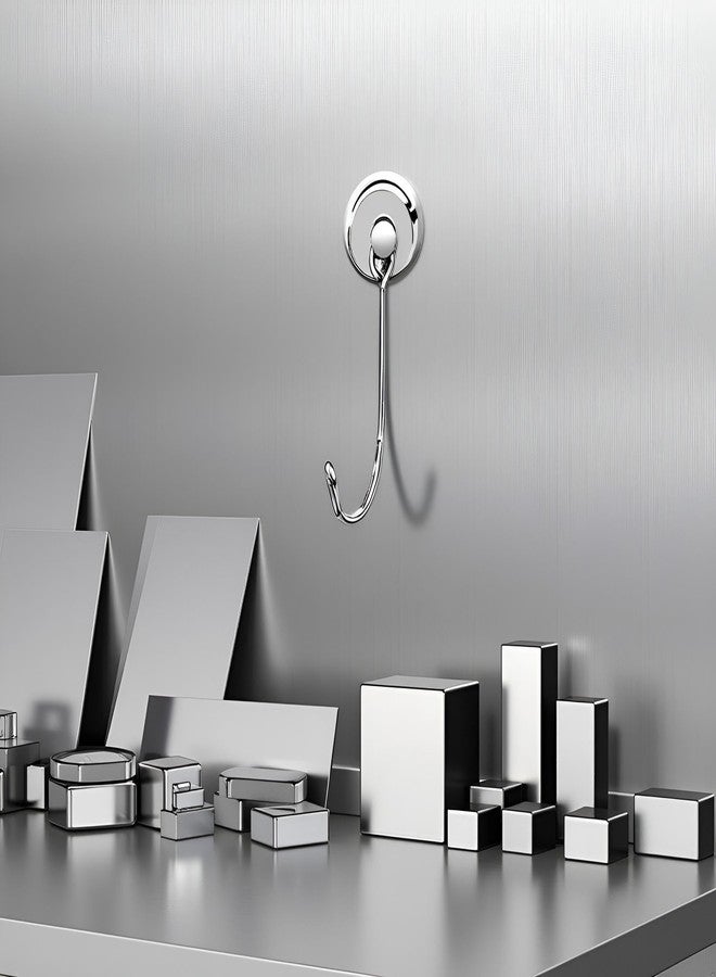 BWESOO Silver Magnets Hook 8Kg Pull Steel Surface Magnets Hanging Hook Organizer Multi-Purpose Reusable, Hooks - Image 3